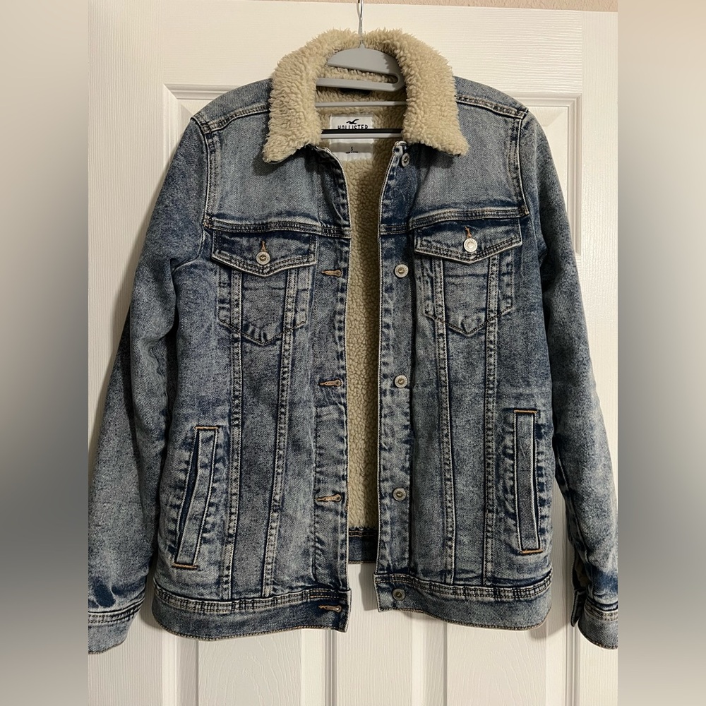 Hollister Blue Denim Sherpa Jacket
